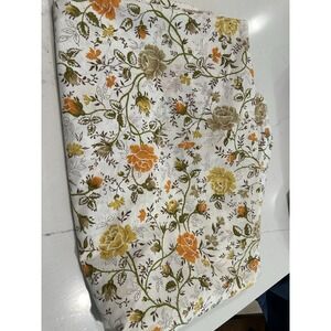 Vintage 1970s JCPenny Twin Size Fitted Sheet Orange Floral Flowers Rose